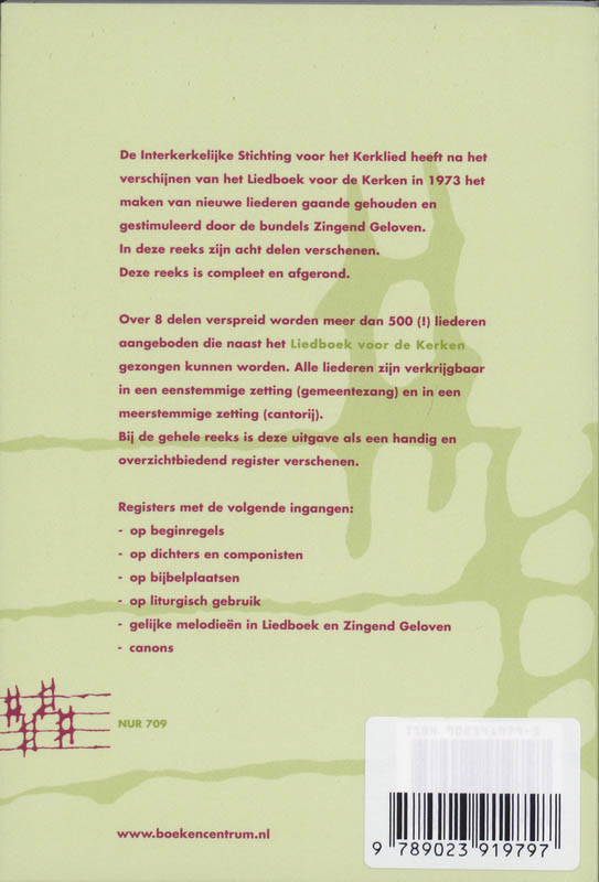 Achterkant van Register bij de complete reeks