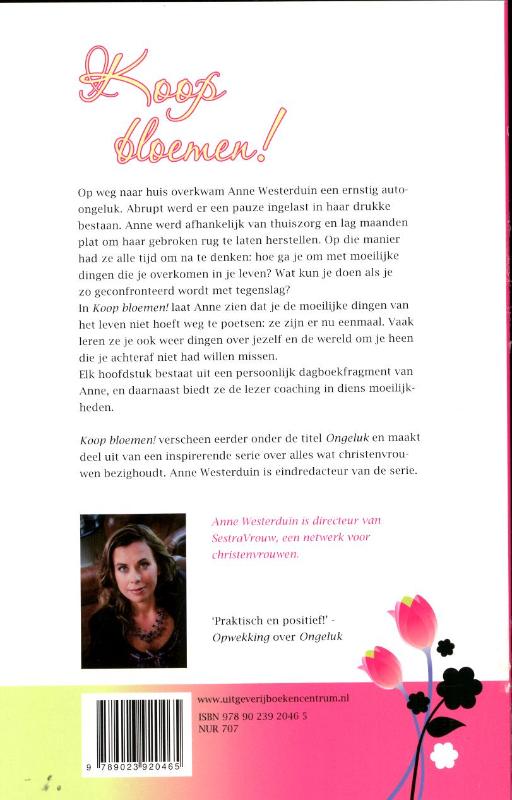Achterkant van Koop bloemen!