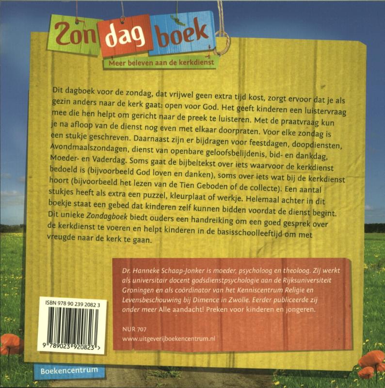 Achterkant van Zondagboek