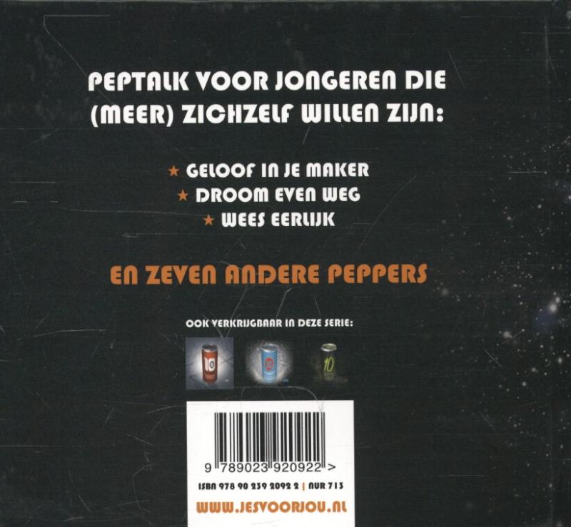 Achterkant van 10 peppers,om jezelf te zijn