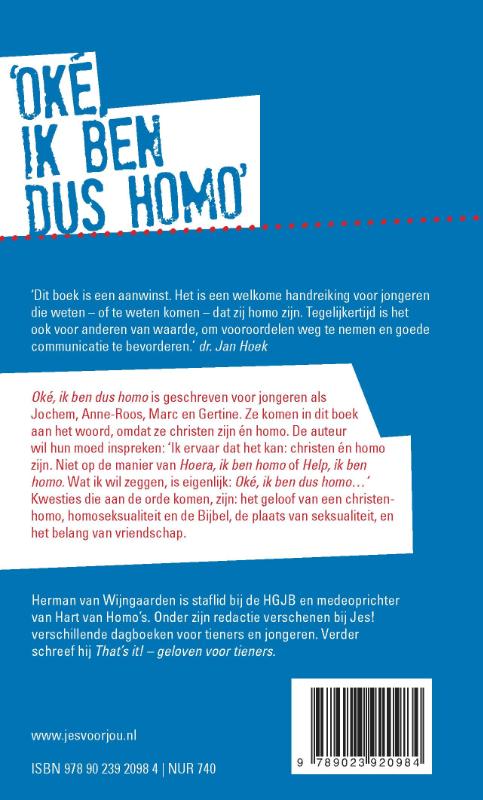 Achterkant van Oke, ik ben dus homo