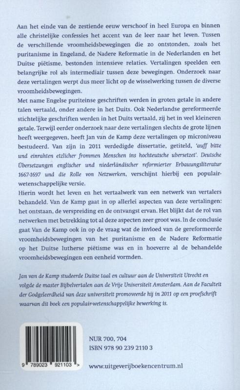Achterkant van Op verzoek van vromen vertaald
