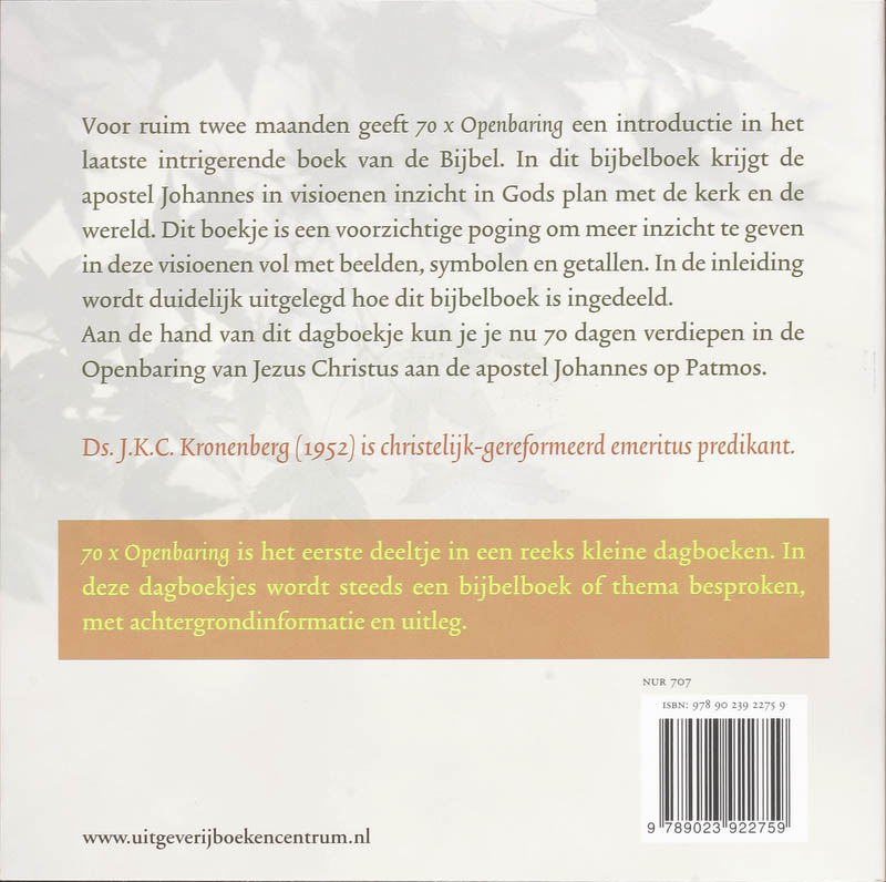 Achterkant van 70 x Openbaring