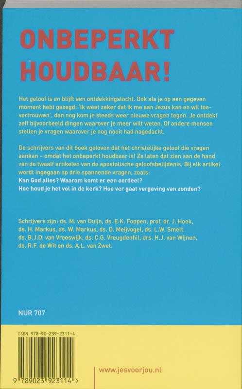 Achterkant van Onbeperkt houdbaar!