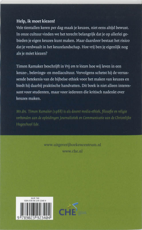 Achterkant van Vrij om te kiezen