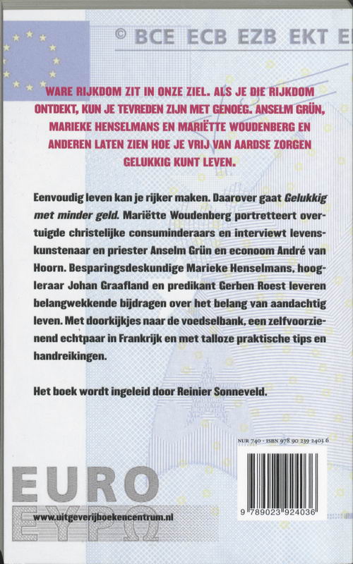 Achterkant van Gelukkig met minder geld