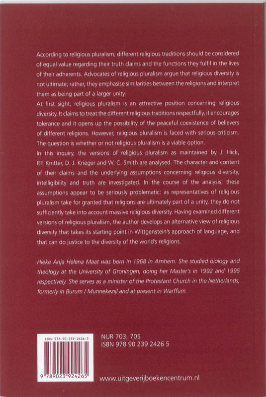 Achterkant van Religious Diversity, Intelligibility and Truth