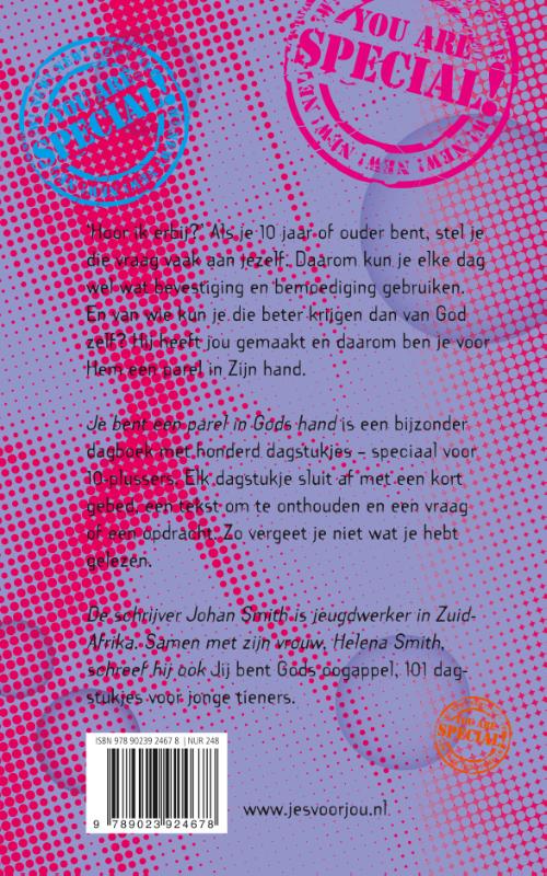 Achterkant van Je bent een parel in Gods hand