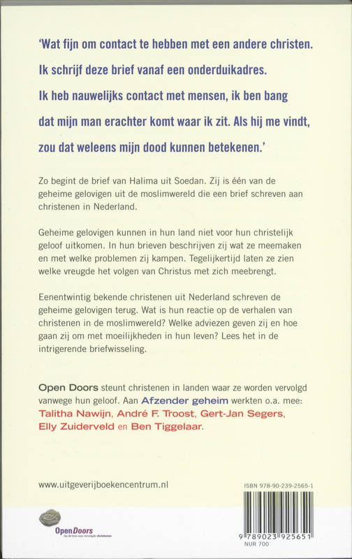 Achterkant van Afzender geheim