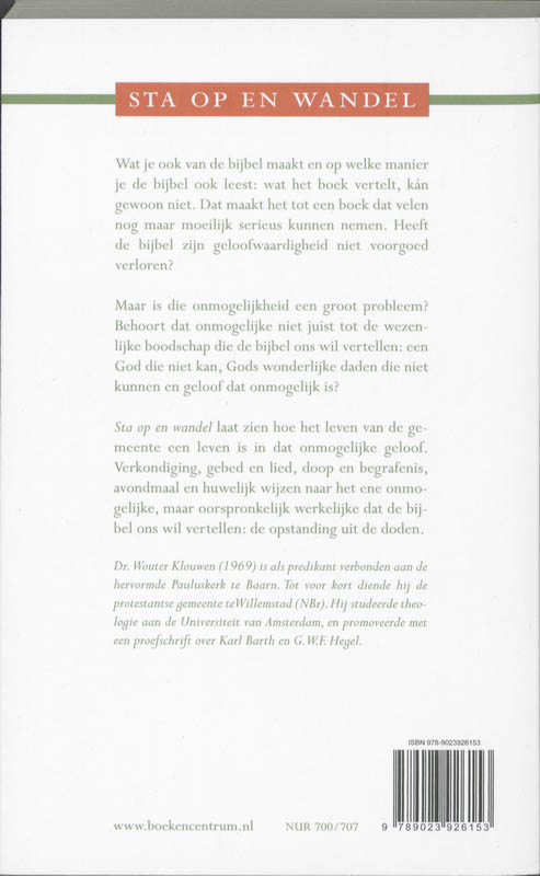Achterkant van Sta op en wandel