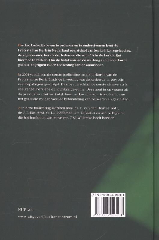 Achterkant van Toelichting op de kerkorde
