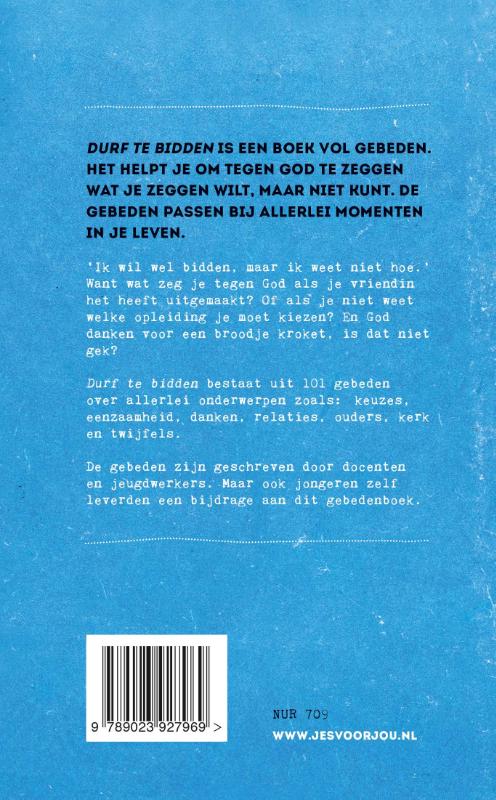Achterkant van Durf te bidden