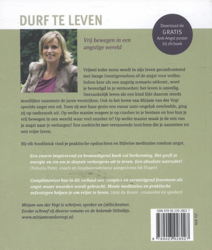 Achterkant van Durf te leven