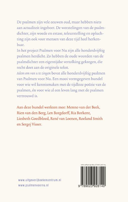 Achterkant van Adem om van u te zingen