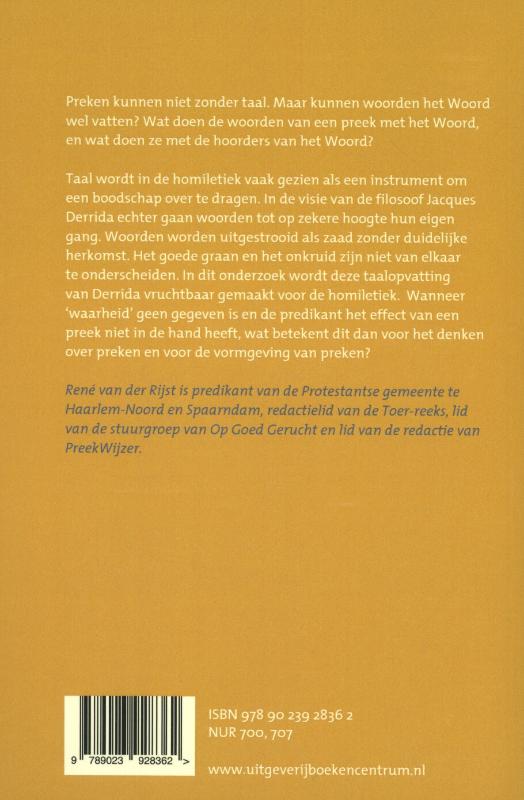 Achterkant van De uitzaaiing van het woord