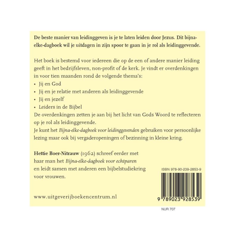 Achterkant van Bijna-elke-dagboek voor leidinggevenden m/v