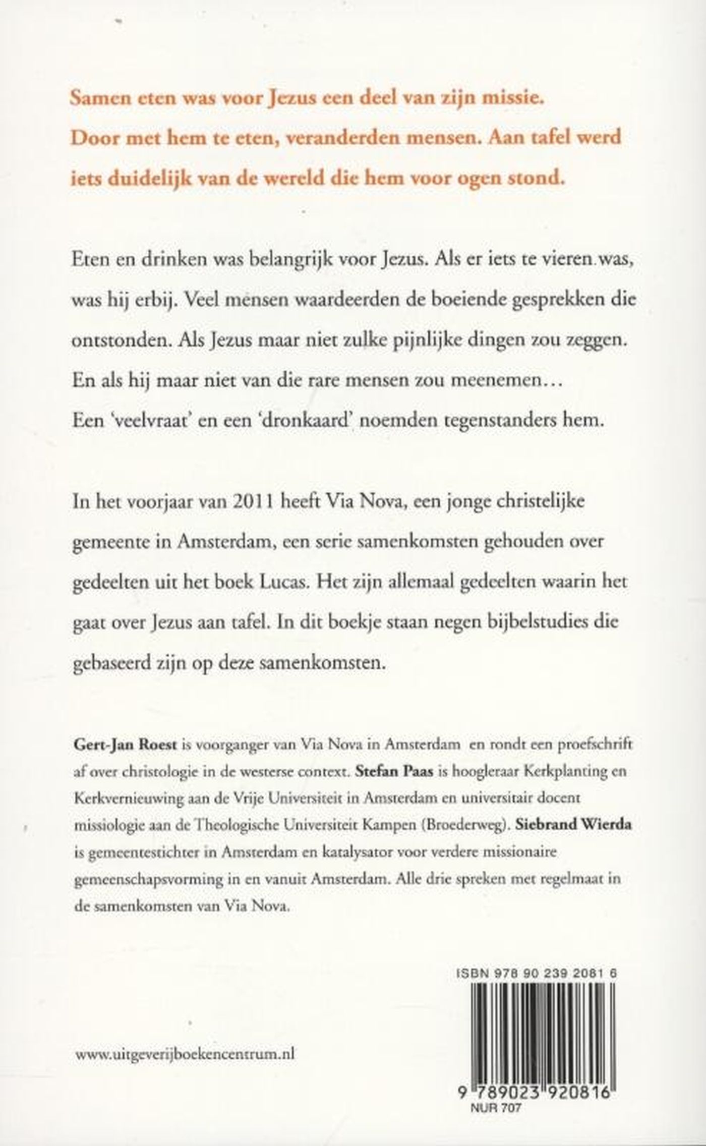 Achterkant van Eten met Jezus
