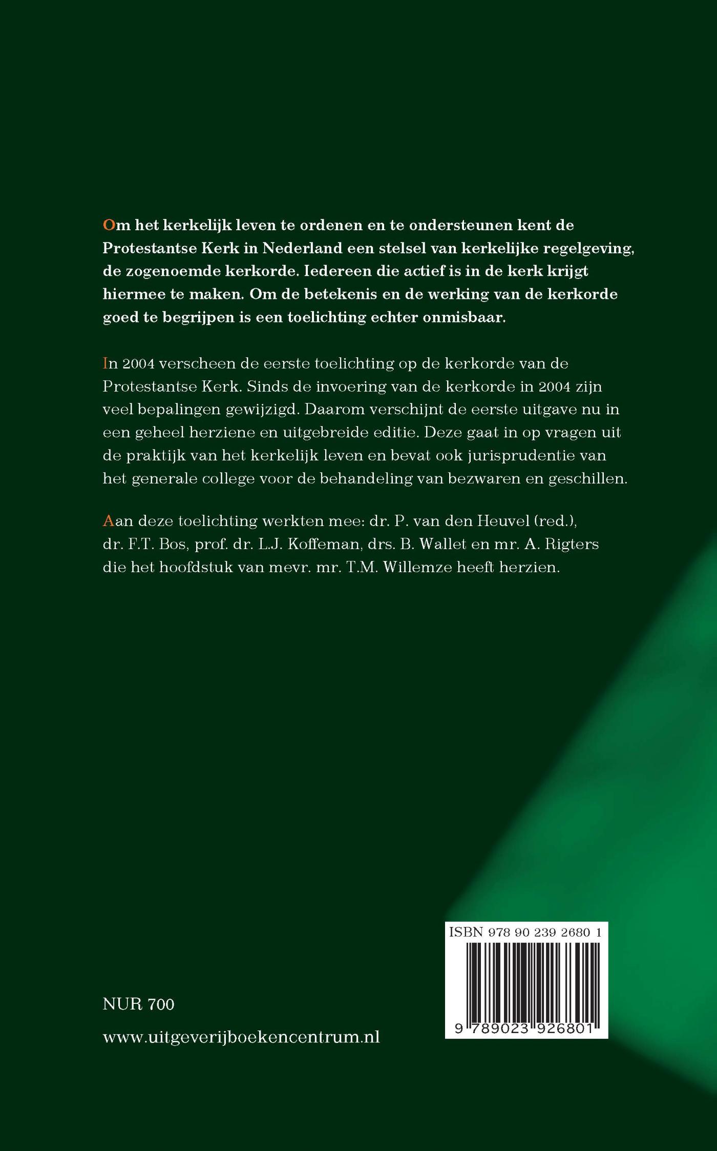 Achterkant van Toelichting op de kerkorde