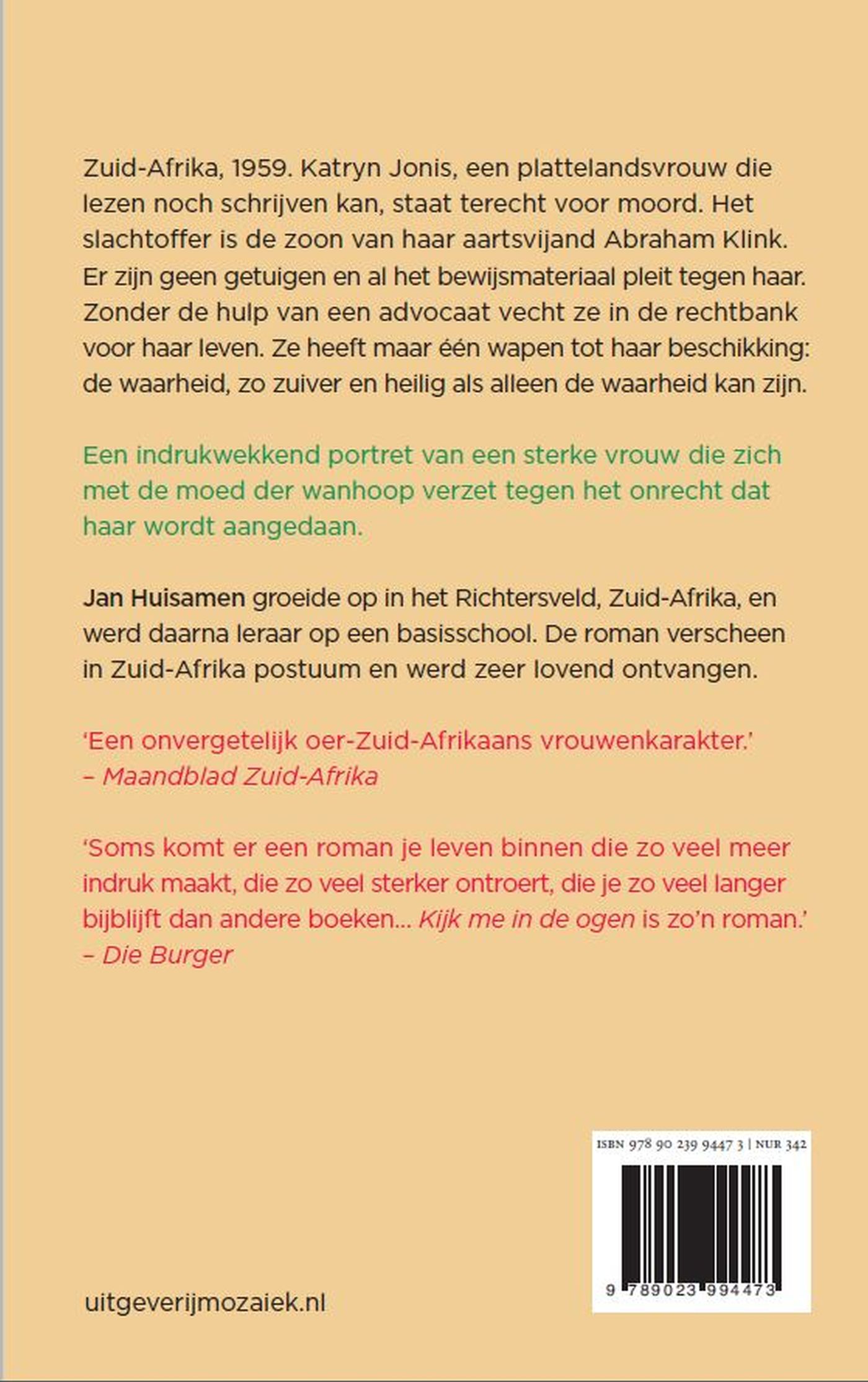 Achterkant van Kijk me in de ogen