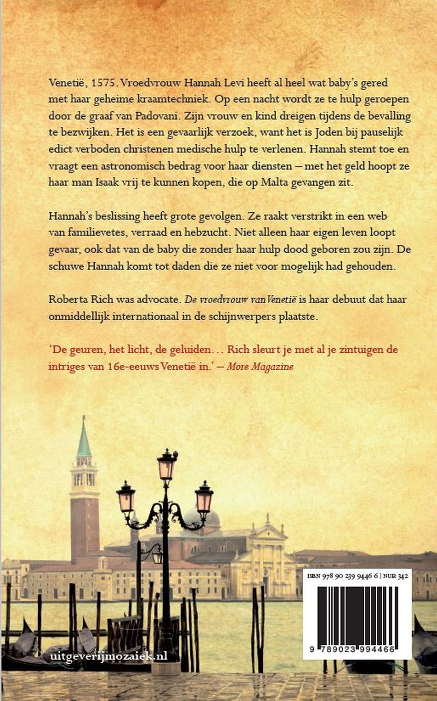 Achterkant van De vroedvrouw van Venetië