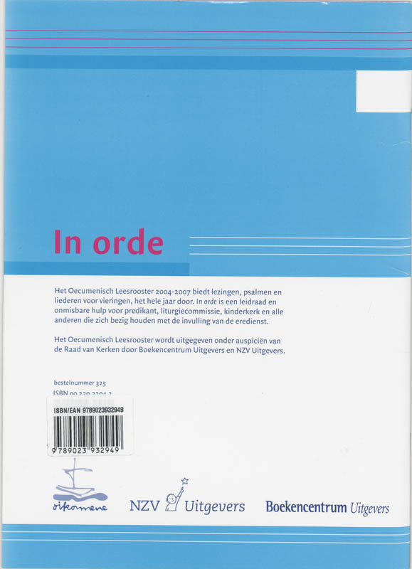Achterkant van In orde