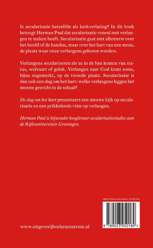 Achterkant van De slag om het hart