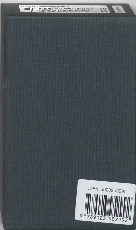 Achterkant van Bijbel liedboek junior