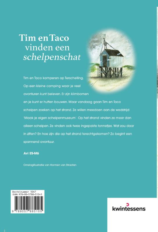 Achterkant van Tim en Taco vinden een schelpenschat
