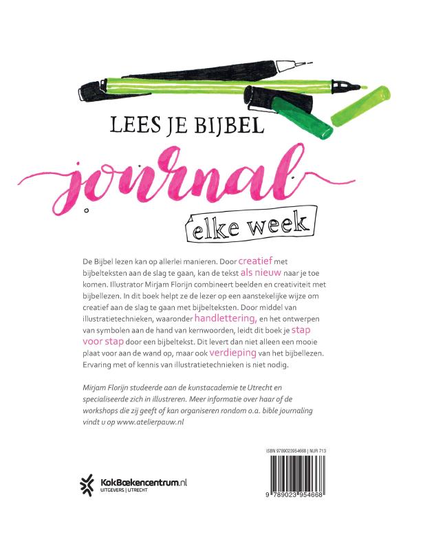 Achterkant van Lees je Bijbel, journal elke week