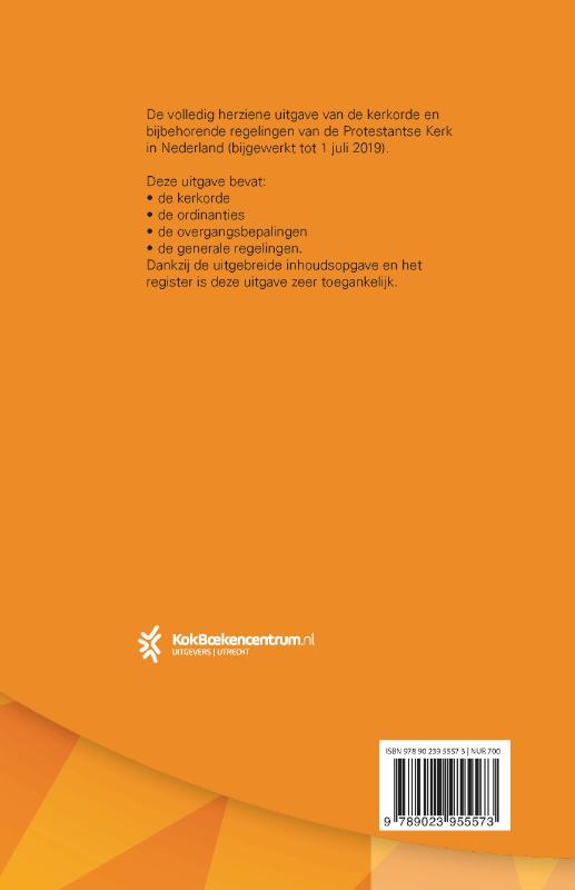 Achterkant van Kerkorde en generale regelingen van de Protestantse Kerk in Nederland