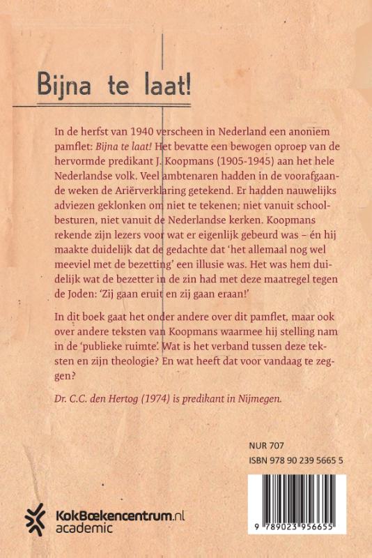 Achterkant van Het spreken van de kerk in de theologie van dr. J. Koopmans