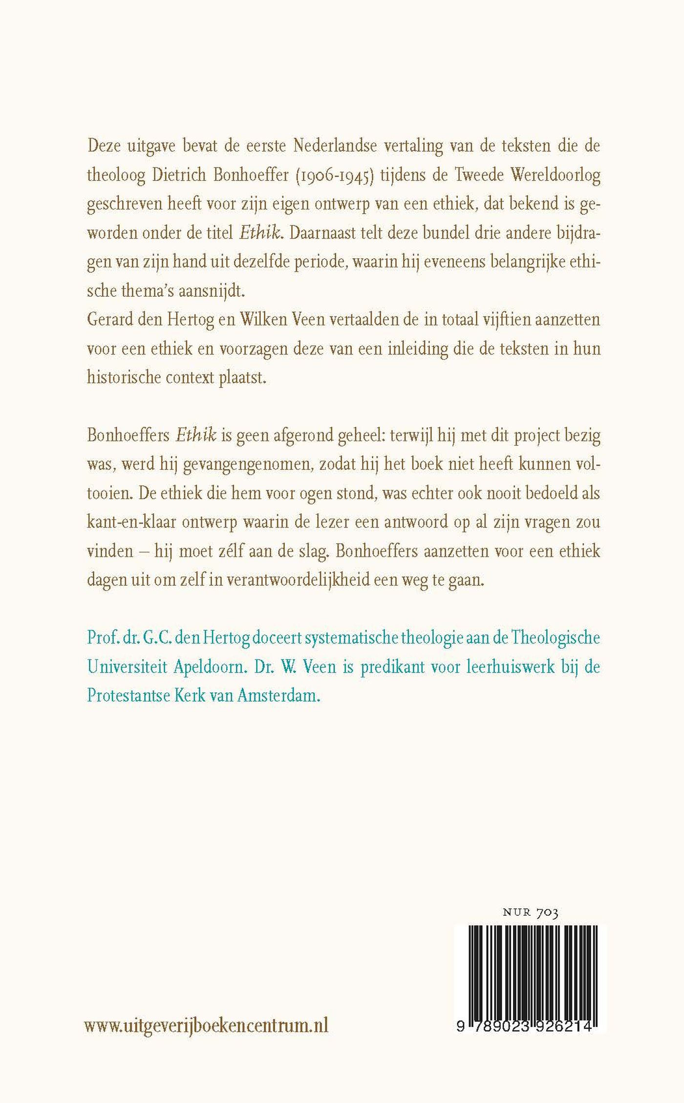 Achterkant van Aanzetten voor een ethiek