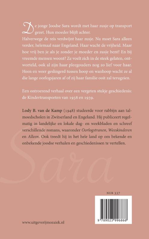Achterkant van Sara, het meisje dat op transport ging