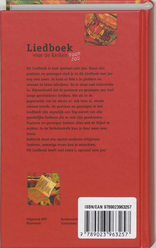 Achterkant van Liedboek voor jou!