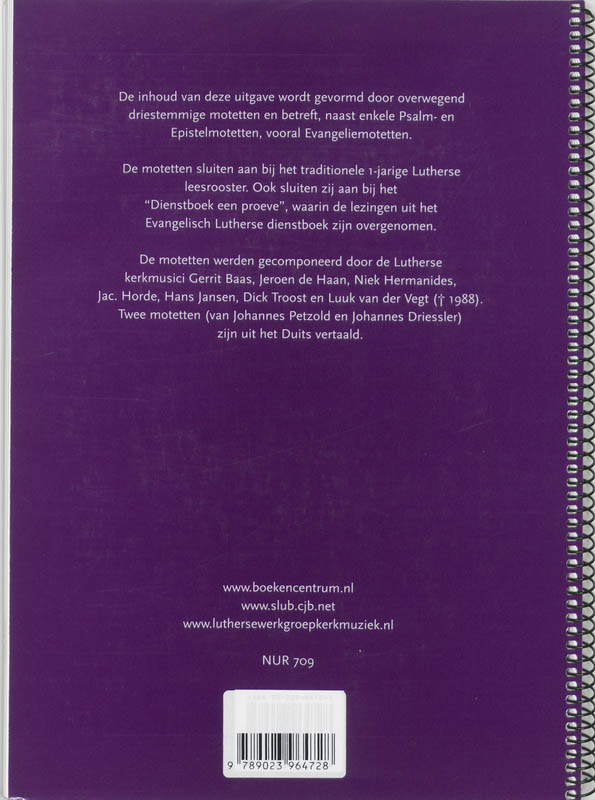 Achterkant van Luthers Motettenboek