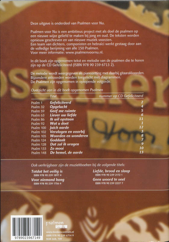 Achterkant van Psalmen voor Nu