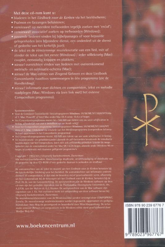 Achterkant van Computerconcordantie op het Liedboek voor de kerken