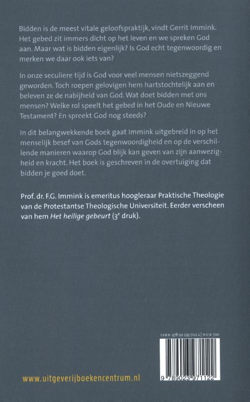 Achterkant van Bidden in het besef van Gods tegenwoordigheid