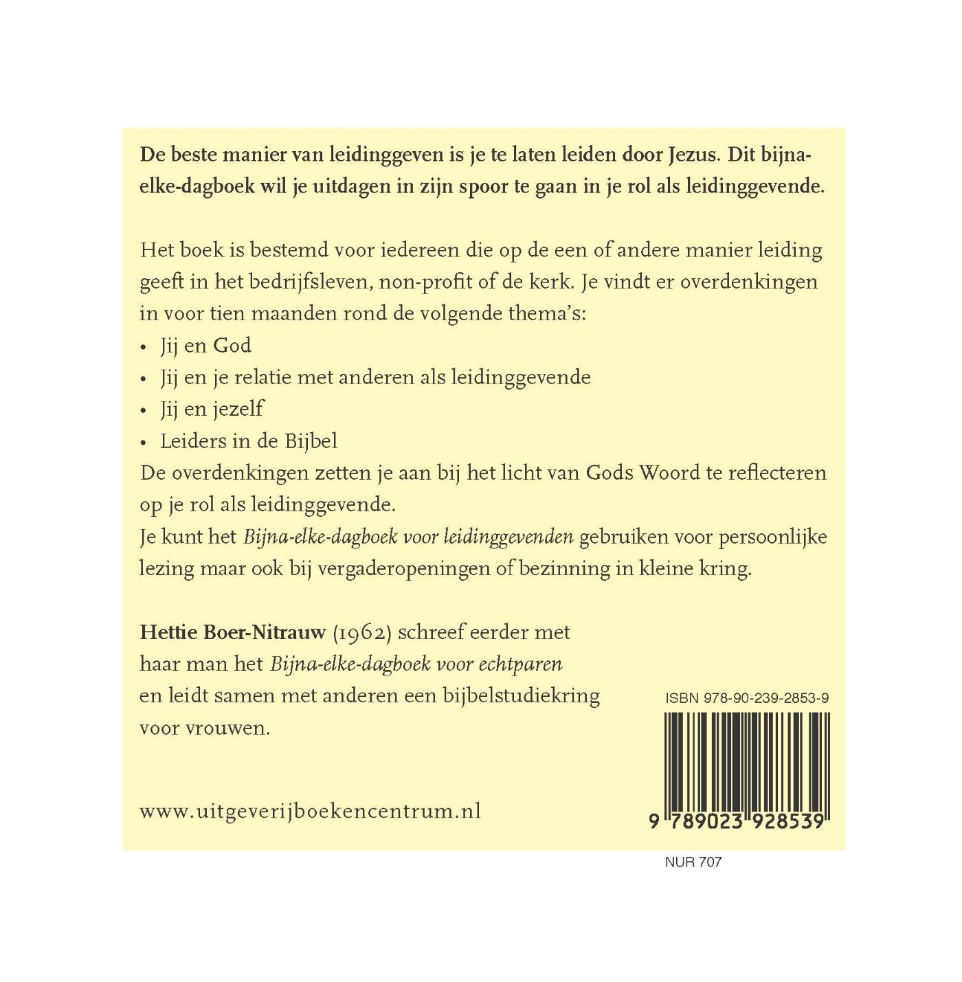 Achterkant van Bijna-elke-dagboek voor leidinggevenden m/v