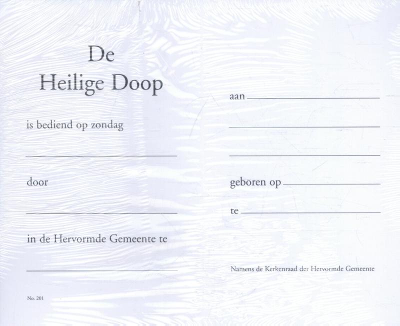 Achterkant van Doopkaart 201