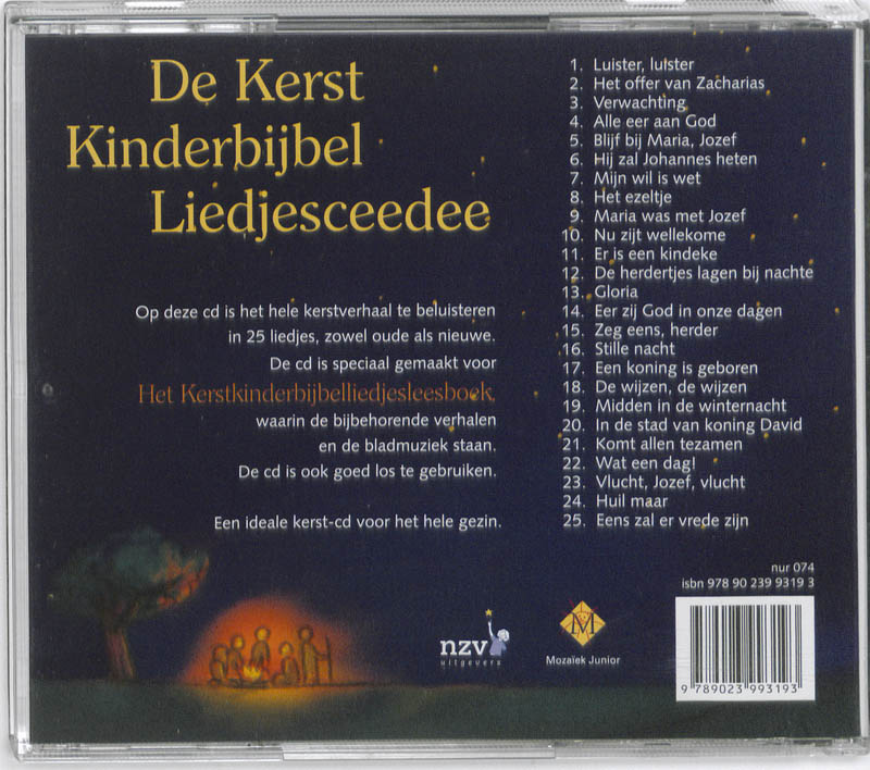 Achterkant van De Kerst Kinderbijbel Liedjesceedee