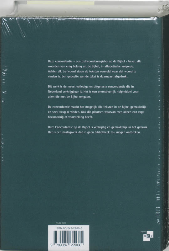 Achterkant van Concordantie op de Bijbel in de nieuwe vertaling van het Nederlands Bijbelgenootschap