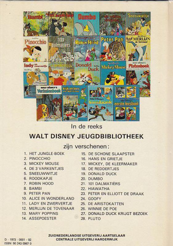 Achterkant van Drie varkentjes walt disney jeugdbibl.