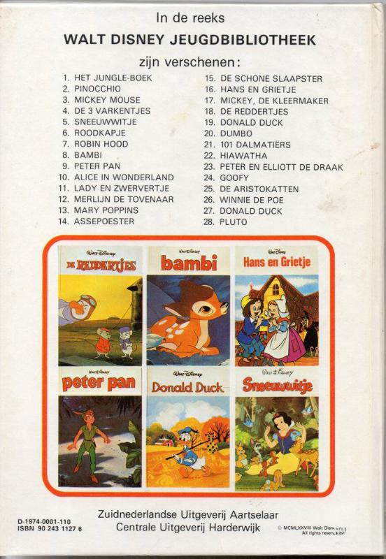 Achterkant van Peter pan walt disney jeugdbibl.