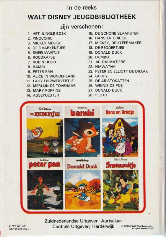 Achterkant van Donald duck walt disney jeugdbibl.