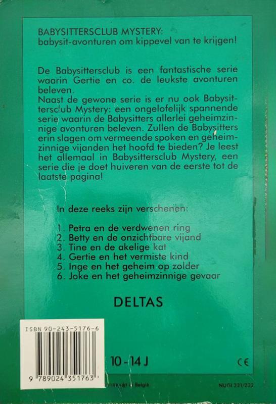 Achterkant van Babysitters mystery 05 inge geheim zolde