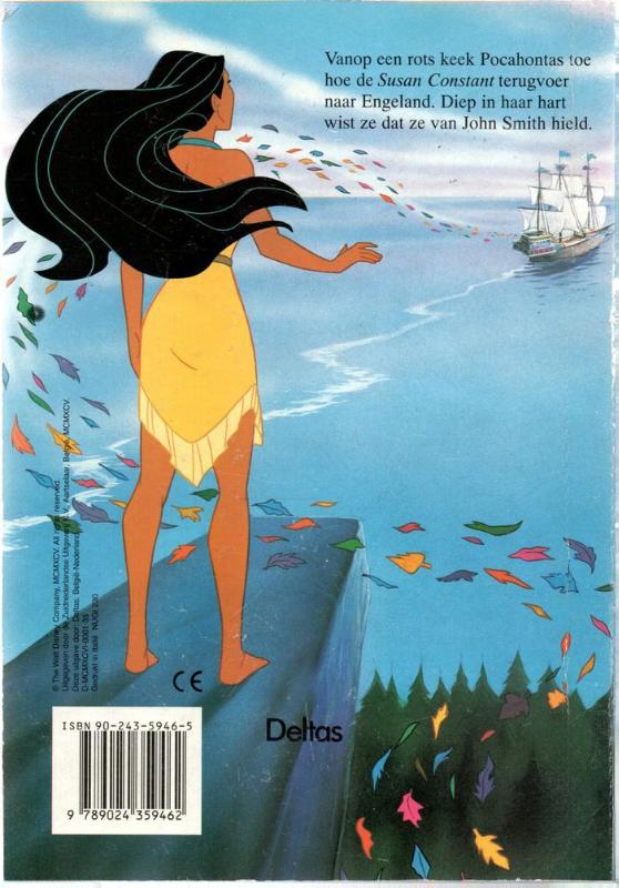 Achterkant van Pocahontas kartonboek