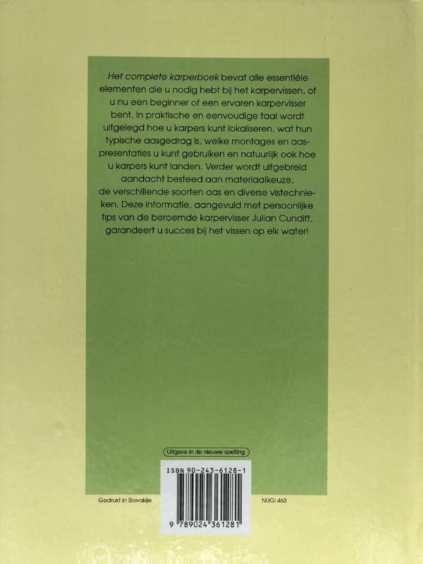 Achterkant van Het complete karperboek