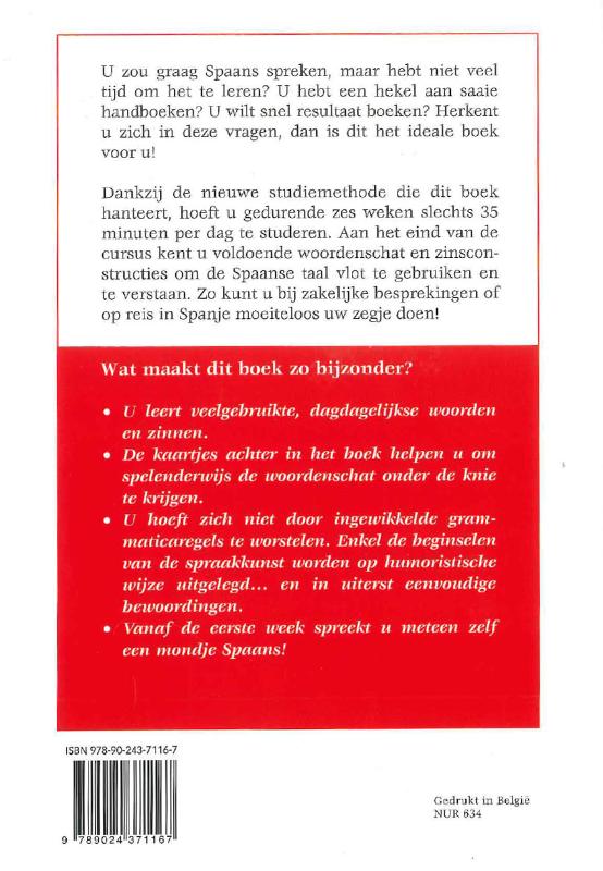 Achterkant van Snel en vlot Spaans leren spreken en begrijpen