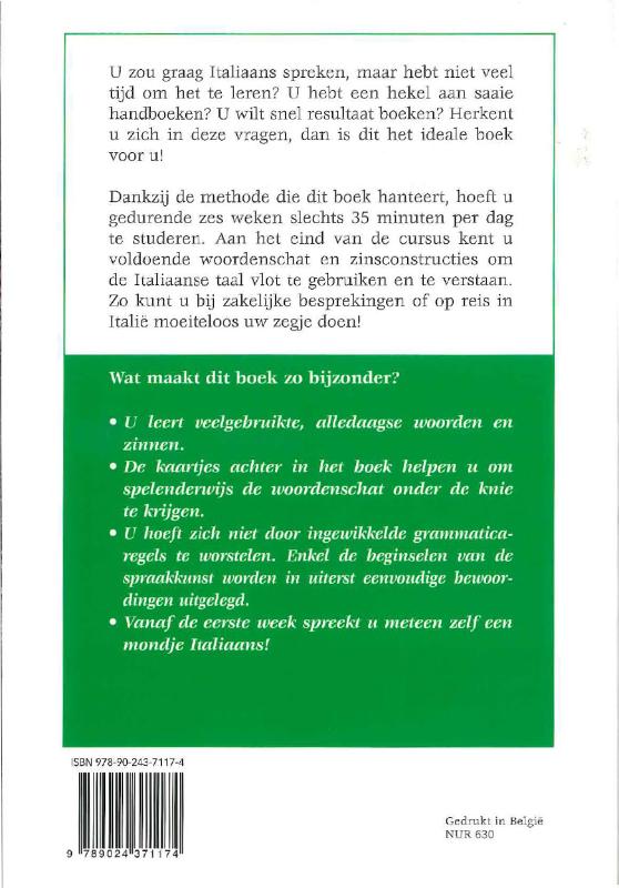 Achterkant van Snel en vlot Italiaans leren spreken en begrijpen